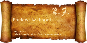 Markovitz Fanni névjegykártya